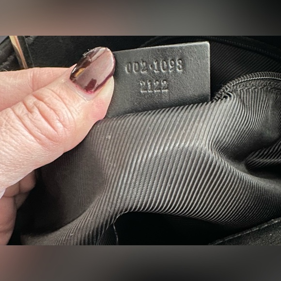 GUCCI Vintage Y2K Black Gray Logo Print Bucket Bag Tote - Picture 11 of 16